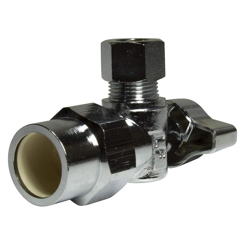Miiflex Heavy Duty 1/2 in. CPVC SLIP Inlet x 3/8 in. OD Compression Outlet Chrome Plated Brass 1/4 Turn Single Piece Body Angle Valve (Pack of 5) - Image 5